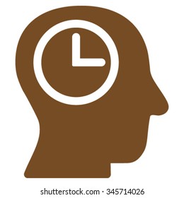 Time Manager vector icon. Style is flat symbol, brown color, rounded angles, white background.