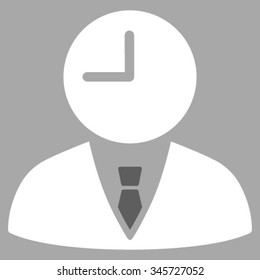 Time Manager vector icon. Style is bicolor flat symbol, dark gray and white colors, rounded angles, silver background.