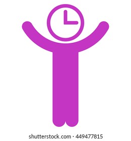 Time Manager vector icon. Style is flat symbol, violet color, rounded angles, white background.