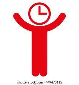 Time Manager vector icon. Style is flat symbol, red color, rounded angles, white background.