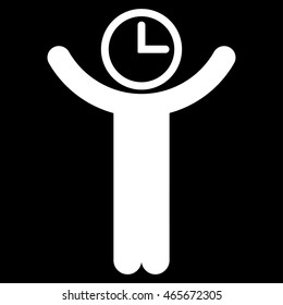 Time Manager vector icon. Style is flat symbol, white color, rounded angles, black background.