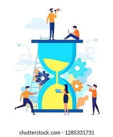 Time managment concept banner. Use for web banner, infographics, hero images. Flat cartoon style vector onboarding illustration isolated on white background