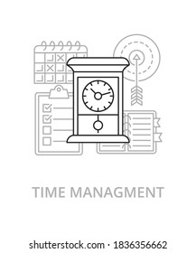 Zeitmanagement Flach-Illustration im Trendstil. Komplexes Vektorsymbol und Konzept