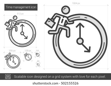 Time managment vector line icon isolated on white background. Time managment line icon for infographic, website or app. Scalable icon designed on a grid system.