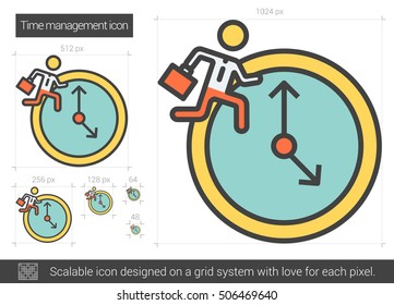 Time managment vector line icon isolated on white background. Time managment line icon for infographic, website or app. Scalable icon designed on a grid system.