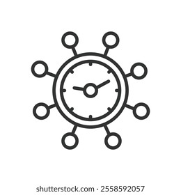 Time markers, icon in line design. Time, markers, clock, schedule, deadline, calendar, interval on white background vector. Time markers, icon in line design editable stroke icon