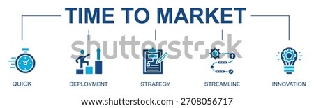 Time To Market Banner Web Icon Vector Glyph Style Illustration Concept With Icon Of time to market, quick, deployment, strategy, innovation
