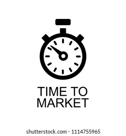 time to market icon. Element of Software development signs with name for mobile concept and web apps. Detailed time to market icon can be used for web and mobile on white background