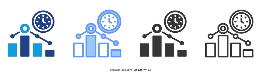 Time to market icon set multiple style collection