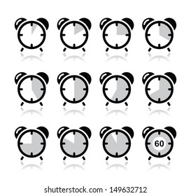 Time measure, clock vector icons set