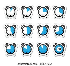 Time measure, clock vector icons set