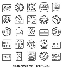 Time measure icon set. Outline set of time measure vector icons for web design isolated on white background