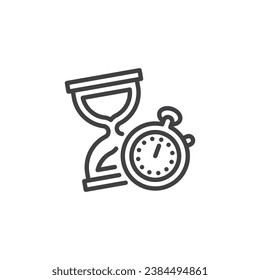 Icono de línea de medición de tiempo. signo de estilo lineal para concepto móvil y diseño web. Icono de vector de contorno de bloqueo y cronómetro. Símbolo, ilustración del logotipo. Gráficos vectoriales