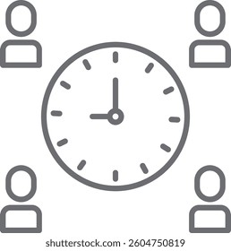 Time meeting icon with black outline style. web, number, hourglass, modern, outline, management, countdown. Vector Illustration