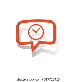 Time message sticker, orange chat bubble with image inside, on white background