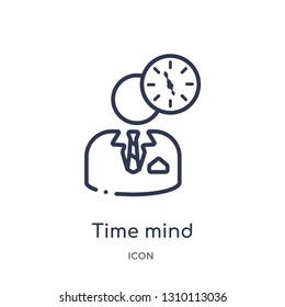 time mind icon from time management outline collection. Thin line time mind icon isolated on white background.