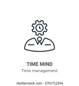 Time mind outline vector icon. Thin line black time mind icon, flat vector simple element illustration from editable time management concept isolated stroke on white background