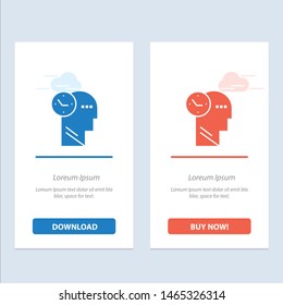 Time, Mind, Thoughts, Head  Blue and Red Download and Buy Now web Widget Card Template. Vector Icon Template background