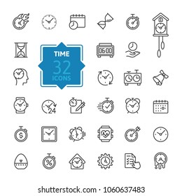 Time minimal thin line web icon set. Outline icons collection. Simple vector illustration