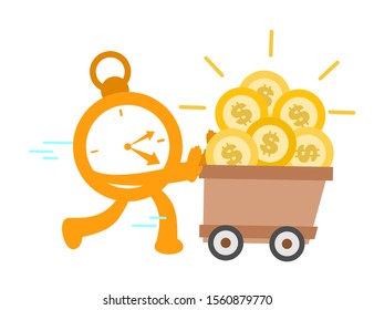 time mining for money flat design illustration