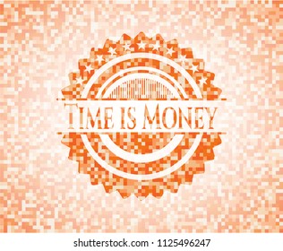 Time is Money abstract orange mosaic emblem