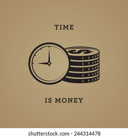 Time is money abstract, vector illustration