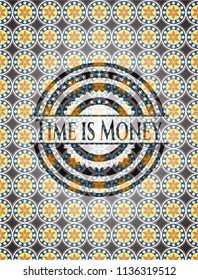 Time is Money arabesque emblem background. arabic decoration.