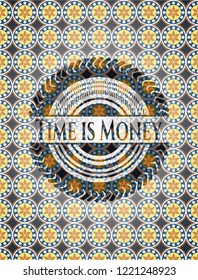 Time is Money arabesque emblem background. arabic decoration.