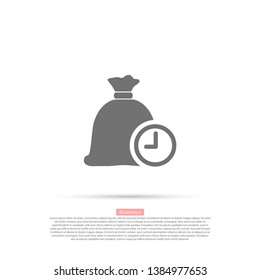 Time is Money , bag and time icon . Lorem Ipsum Flat Design 