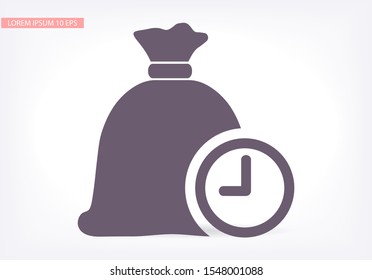 Time is Money , bag and time icon . Lorem Ipsum Flat Design