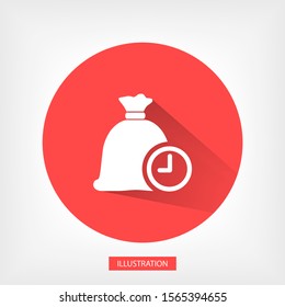 Time is Money , bag and time icon . Lorem Ipsum Flat Design 