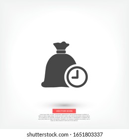 El tiempo es dinero , bolsa y icono de tiempo . Diseño plano Lorem Ipsum