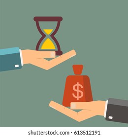Time is money business concept. Businessman buying the time for money