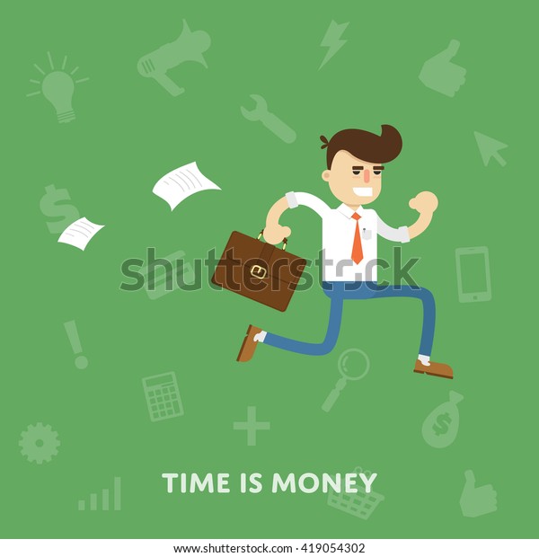 Time Money Business Concept Flat Abstract Stock Vector (Royalty Free ...
