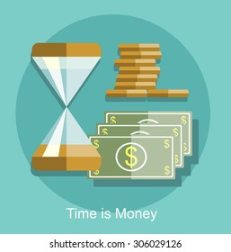 Time is money business concept in modern flat design vector illustration.