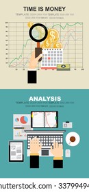 Time is money business concept in modern flat design vector illustration,Concepts for business planning and accounting, analysis, audit, project management.Concepts web banner and printed materials.