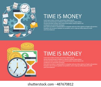 Time is money business concept in modern flat design. Eps10 vector illustration.
