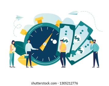 Time is money, business and Finance. Payment day, clock and money vector illustration-vector