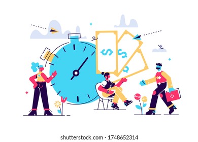 Time is money, business and Finance. Payment day, clock and money vector illustration-vector. Flat style modern design vector illustration for web page, cards, poster