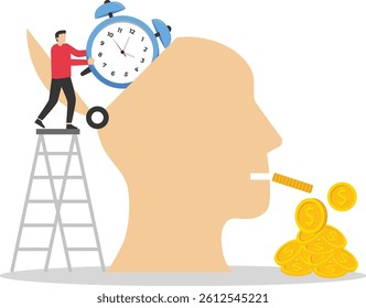 Time is money, business metaphor concept, long time investment to make money, time value of money, stock illustration

