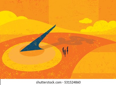 Time is Money
Business people looking at a huge sundial realize that Time is Money. 