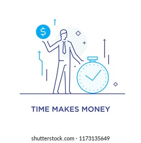 Time is money. businessman. growth charts. Line icon illustration Eps10 file. Success, rates