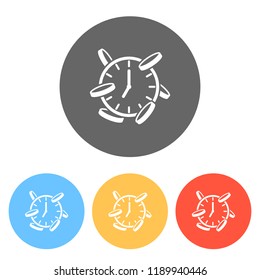 Time is money. Clock and coins. Finance icon. Set of white icons on colored circles