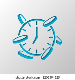 Time is money. Clock and coins. Finance icon. Paper design. Cutted symbol with shadow