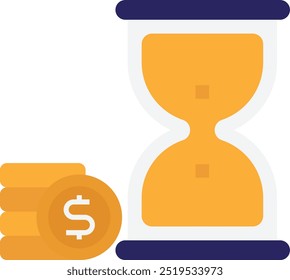 Time Is Money Clock Icon Vector Flat Illustration