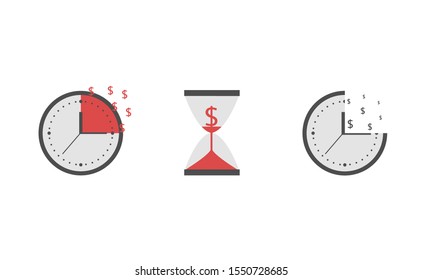 Time is money. Clock with red dollar signs Vector illustration