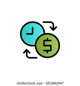 El tiempo es el color del dinero gradiente icono del vector