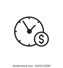 Time and money combined in simple vector icon