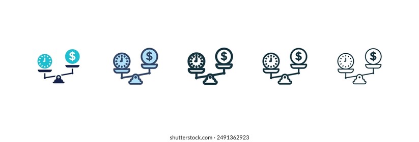 Tiempo y dinero comparar icono de escala