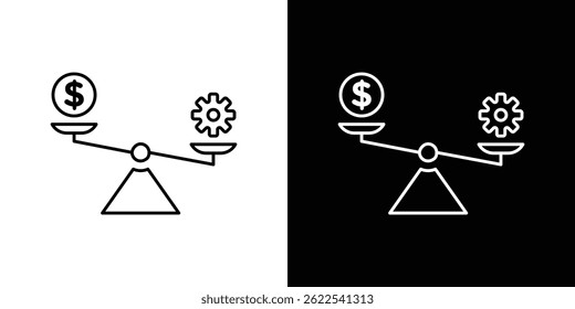 Comparación de tiempo y dinero Ilustración vectorial de iconos de escala EPS